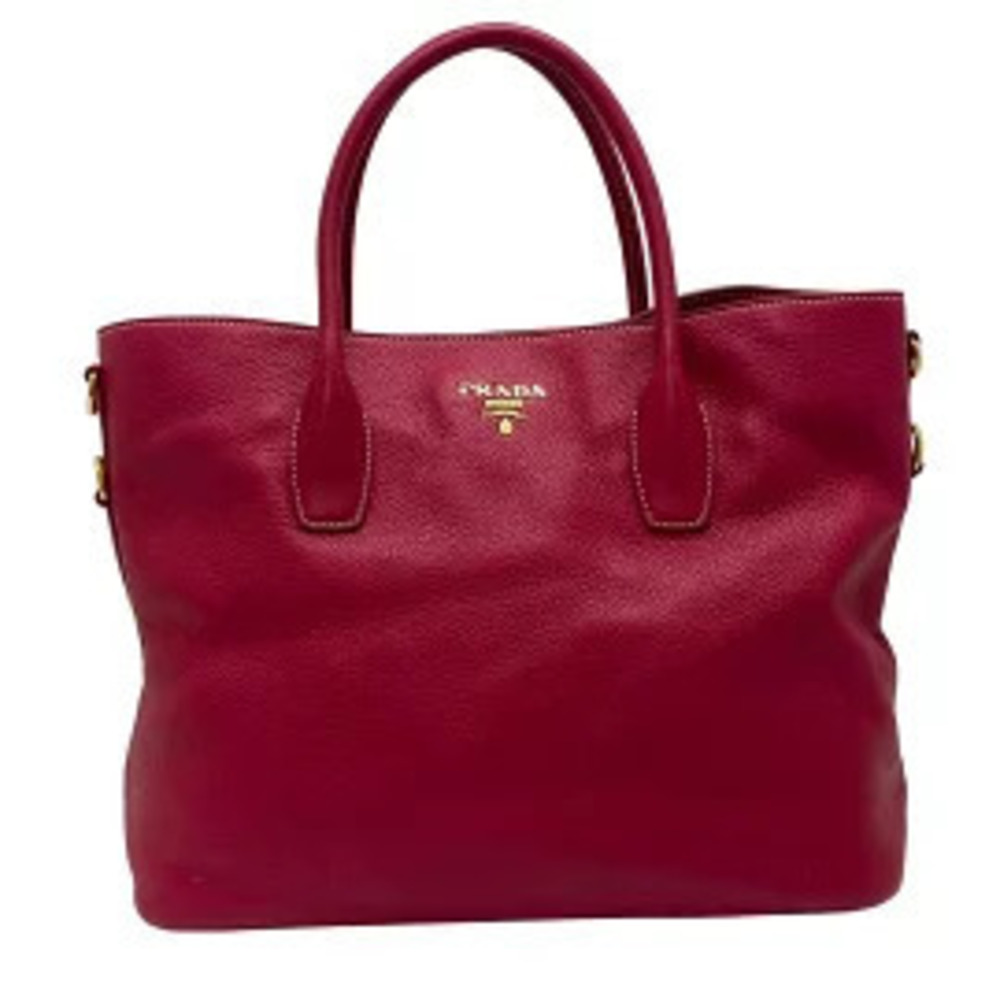 Prada red Vitello Daino Leather Tote